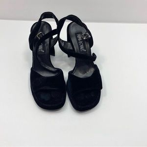 Vintage BlackVelvet Chunky Heels